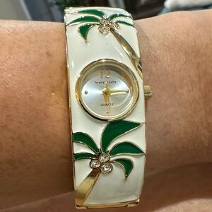 Vernier Gold and Green Palm Tree Watch